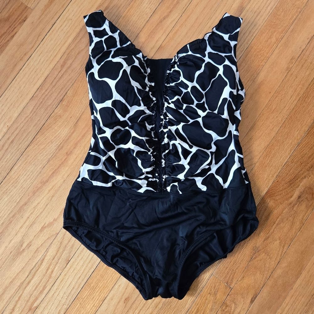 Longitude Long Torso Swimsuit Tummy Control 18W Animal print